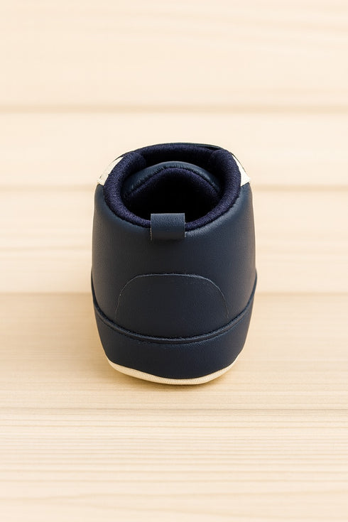 Navy Blue & White Baby Sneaker with Velcro Strap